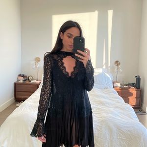 Free people tunic dress with lace (black)